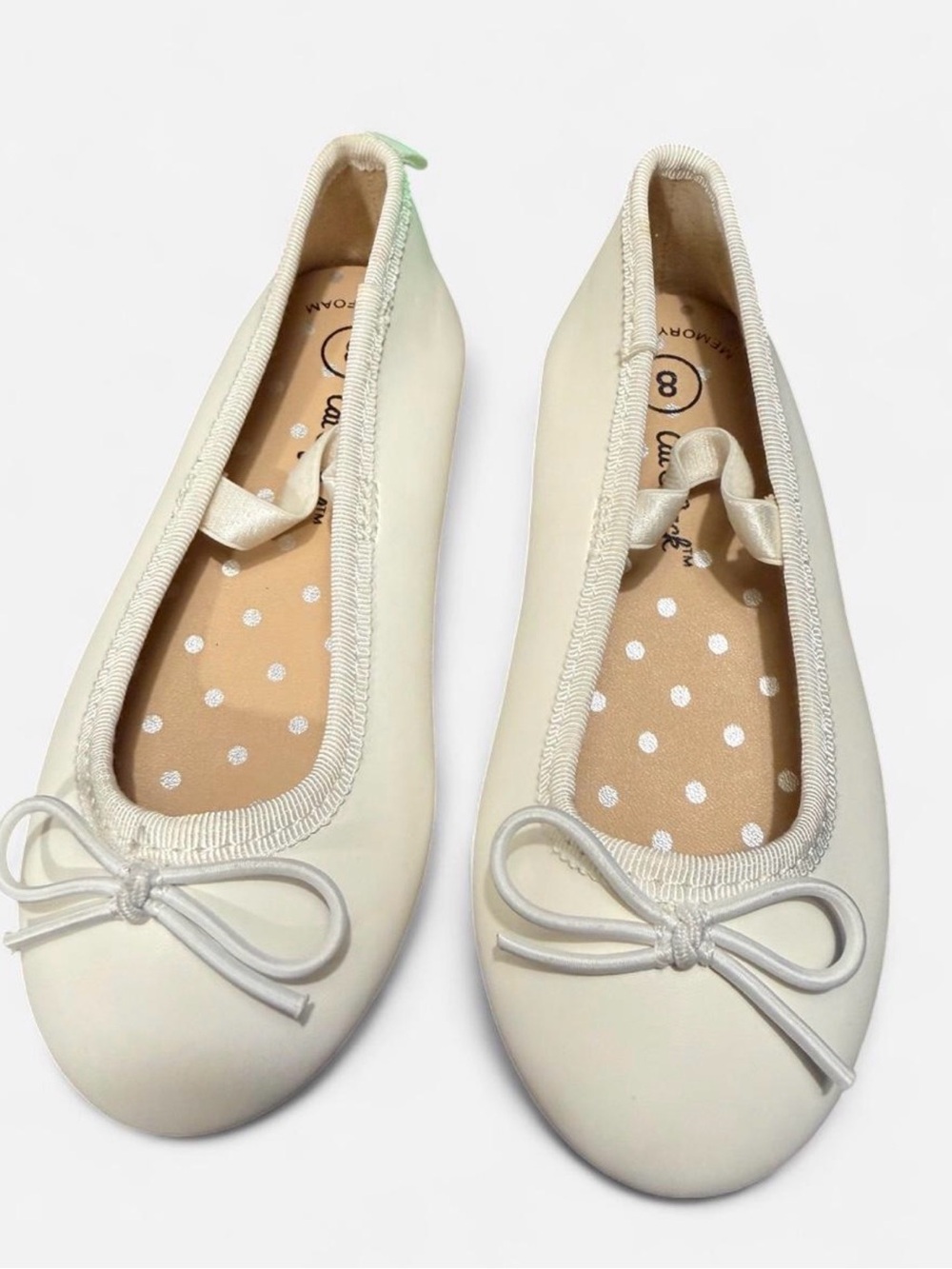 Girls White Ballet Flats with Bow